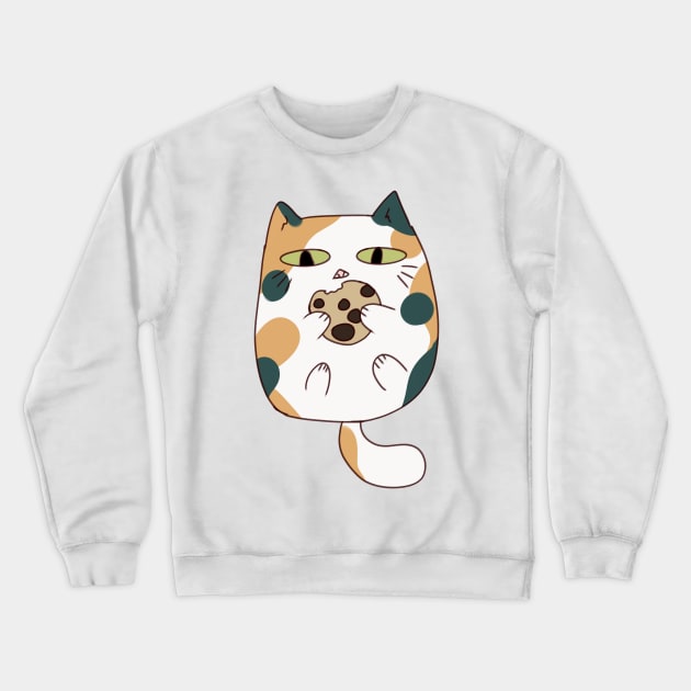 Calico cat eating cookie Crewneck Sweatshirt by Mayarart